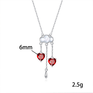 Collar con colgante de plata 925 con diseño de nubes y madreperla, 6 mm, corte corazón, piedra natural, borla, joyería para mujer, 9 tendencias. - Product Image 6