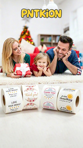 Autocollants ronds adhésifs imperméables pour étiquettes professionnelles, emballages artisanaux et cartes de remerciement pour anniversaires/mariages - Design mignon en papier - Product Image 6