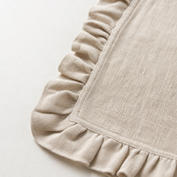 Serviette en lin 100% à bords volantés, faite à la main, teinte unie, réutilisable, lavable en machine, broderie personnalisée pour la maison, le restaurant, les fêtes