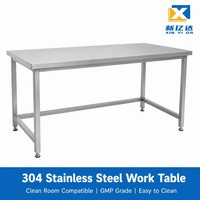 Table de travail commerciale en acier inoxydable 304 au design contemporain pour restaurant, cuisine, hôpital, atelier, laboratoire