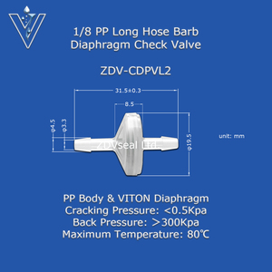 Vanne de retenue à diaphragme en PP ZDVseal 3,3 mm résistante aux acides et aux alcalis pour les systèmes de ventilateurs et de machines à eau - Product Image 2