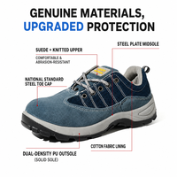 Chaussures de sécurité pour hommes à embout d'acier en daim, résistantes aux glissades et aux perforations, pour l'usine et la construction