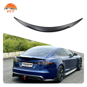 Aileron de pare-chocs arrière V Style en fibre de carbone mate noire pour Tesla Model S Model S <span class=keywords><strong>Plaid</strong></span> - Product Image 1