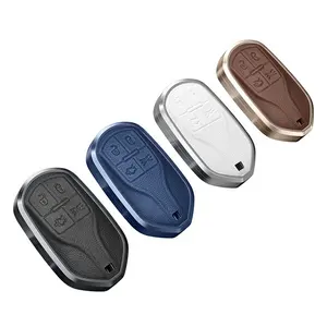 Aluminum Alloy Car Key Case fit for Maserati Levante GT Quattroporte Ghibli Smart Remote First layer Leather Key fob cover