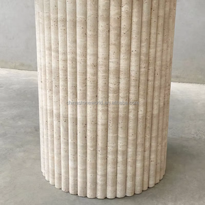 Bàn ăn đá tự nhiên hiện đại màu be Travertine, bàn ăn đá, bàn ăn đá cẩm thạch hình <span class=keywords><strong>oval</strong></span> có rãnh - Product Image 2