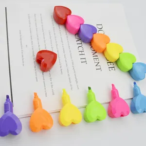 Bolígrafo resaltador de plástico con punta plana, punta plana, multicolor