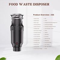 Broyeur de déchets alimentaires électrique domestique en acier inoxydable OEM, alimentation continue, commande par interrupteur à air, moteur DC