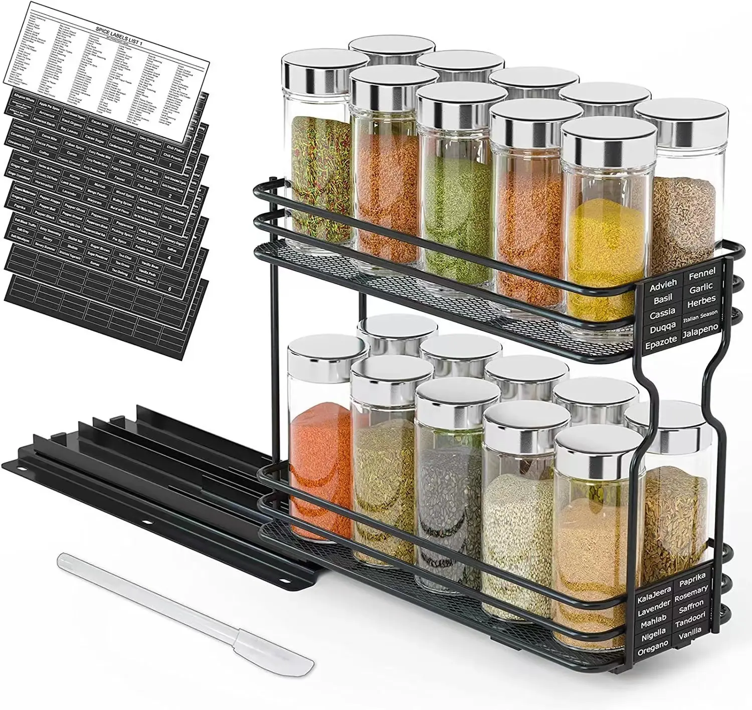 Desain baru penyimpanan pemegang rak bumbu rak dapur di bawah wastafel organizer dengan 2 tingkat geser laci