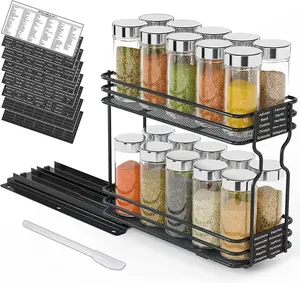 Novo Design Titulares De Armazenamento Racks Spice Racks Cozinha Sob Pia Organizadores Com 2 Camada Deslizante Gaveta