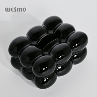 Boîte à mouchoirs rectangulaire en céramique Hubble-bubble, décoration créative pour table de toilette, support personnalisé pour décoration de la maison, noir Wesmo