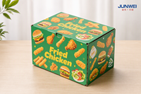 Caja para Pollo Frito Impresa Personalizada, Papel Corrugado de Grado Alimenticio, Empaque para Llevar para Comida Rápida