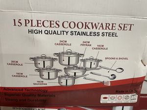 Set di Pentole da Cucina da 15 Pezzi in Acciaio Inox, Fondo a Induzione, Padelle per Gas e Uso Domestico, Include Accessori in Vetro - Product Image 3
