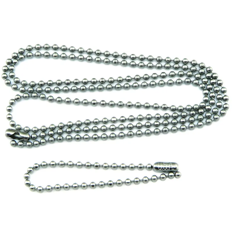 Stainless Steel Metal Ball Chain Necklace 2.4mm Bead Chain Dog Tag Chain