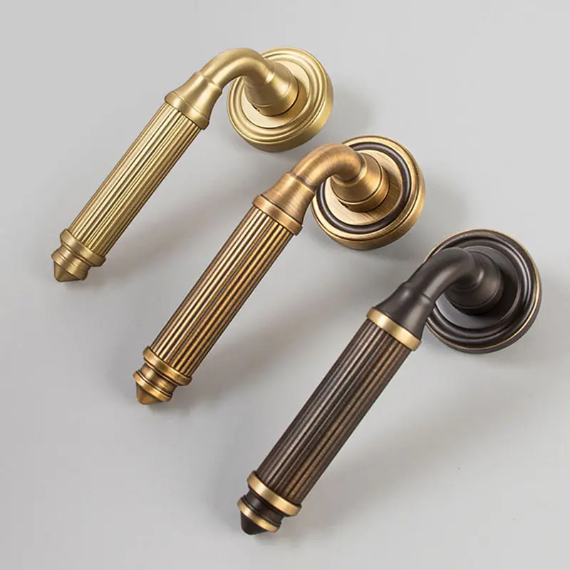 French gold solid brass privacy lock handled Interior Split door locks villa house door hardware door lever handle