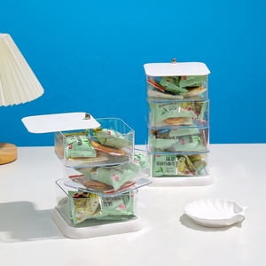 Contenitore per Alimenti <span class=keywords><strong>da</strong></span> <span class=keywords><strong>Scrivania</strong></span> Rotante a 360° Multistrato in Plastica Trasparente per Caramelle, Frutta Secca e Snack - Product Image 4