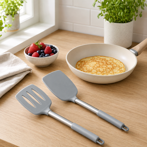 Juego de Utensilios de Cocina de 2 Piezas, Espátula Ranurada y Espátula Plana de Silicona Resistentes al Calor - Product Image 1