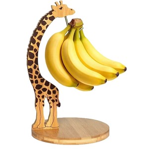 Soporte de madera para plátanos con forma de jirafa, organizador de frutas de sobremesa para cocina y hogar. - Product Image 3