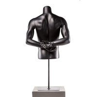 Mannequin de Torse Masculin Sportif Musclé Noir avec Support