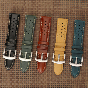 Bracelet de <span class=keywords><strong>montre</strong></span> en cuir de veau véritable 18mm 19mm 20mm 22mm <span class=keywords><strong>Vintage</strong></span> Rally Détachable rapide Bracelets de <span class=keywords><strong>montre</strong></span> en cuir durables - Product Image 1