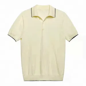 Logotipo personalizado OEM & ODM Manga Curta Cor Sólida Moda Golfe Homens Malhas Roupas De Malha Camisola Pullover Camisa Polo Camisola