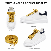 Lacets plats dorés métalliques en gros, lacets larges scintillants pour baskets, mode OEM ODM Mingjia
