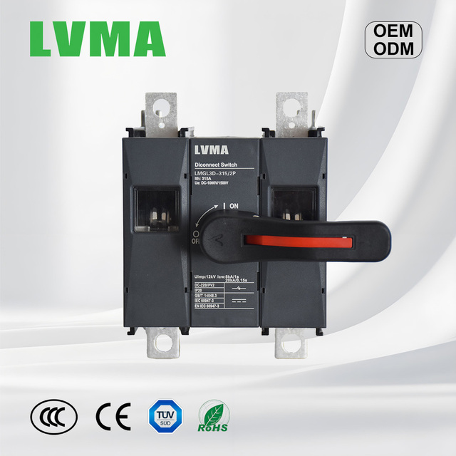 LVMA DC Disconnect Switch Isolator 2-Pole ABS Material 1000V 1500V 50Hz 315A 630A Industrial Use PV Solar ESS BESS USE