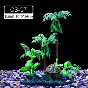 Ornement d'arbre de coco artificiel QS-96, 10x6x14cm, décoration d'aquarium en plastique pour aménagement paysager de bassin à poissons - Product Image 2