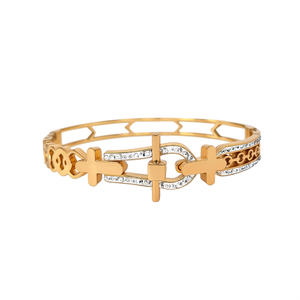 Fashion Bangle 316L Stainless Steel PVD Gold Plating With <b>Crystal</b> Inlay Adjustable For Women Jewelry - Product Image 2