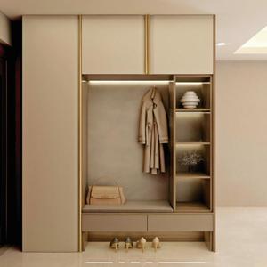 Armoire d'entrée personnalisée sans poignée à ouverture par pression, système de rangement minimaliste pour véranda de maison neuve moderne - Product Image 1