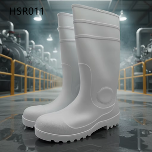 รองเท้าบูทยางกันน้ำสีขาว ZYF สำหรับล้างรถ ใช้งานได้ทุกสภาพอากาศ เหมาะสำหรับทำสวน ทำความสะอาดง่าย ผลิตจากพีวีซีแบบขึ้นรูปชิ้นเดียว รุ่น HSR012 - Product Image 4