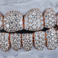Grillz dentaire Hip-Hop personnalisé en or rose massif 14K, 2 à 10 diamants de laboratoire Moissanite taille brillant nid d'abeille, certifié unisexe