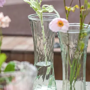 Clear Round TabletopThin Waist Twill Glass Flower Jar Glass Vase For Decoration