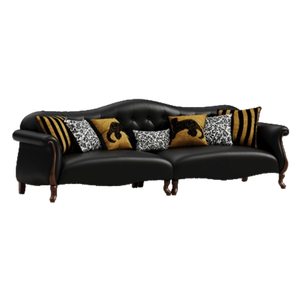 Sofá de Madera Maciza Estilo Americano, Diseño Recto, Cuero de Primera Calidad con Acabado Encerado, Sofá Antiguo de 3 Plazas para Sala de Estar o Villa - Product Image 2