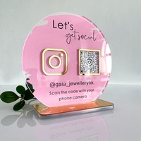 Panneau Acrylique Personnalisé Code QR pour Entreprise, Signe Social avec Logo Instagram Facebook, Icône Effet Miroir Or/Argent/Or Rose