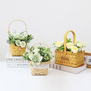 Panier en osier fait main en gros, paniers de décoration d'intérieur populaires, panier à fleurs en rotin tressé de style pastoral - Product Image 3