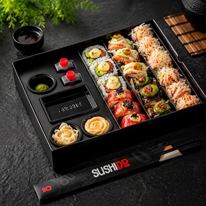 Caja de Papel para <span class=keywords><strong>Sushi</strong></span> Clásica de Lujo Personalizada al por Mayor con Compartimentos e Inserto para Salsa, Contenedor de Embalaje para Llevar Bento de <span class=keywords><strong>Sushi</strong></span> - Product Image 6