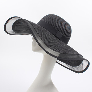 Custom Wide Large Brim Women Beach Hat Folding Summer Floppy Hats <strong>Straw</strong> <strong>Fedora</strong> - Product Image 2