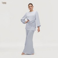 Vêtements islamiques modestes pour femmes, tunique à manches longues avec robe maxi, tenue musulmane