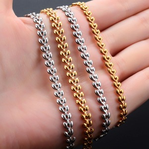 Collier ras du cou élégant en acier inoxydable plaqué or pour femme, chaîne maillons blé, accessoire de bijouterie en métal - Product Image 6