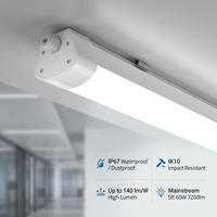 Lumière LED étanche IP67 Tri-Proof 5 pieds 60W 7200lm IK10 Résistante aux chocs Éclairage industriel pour entrepôt