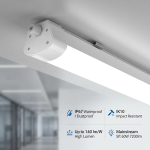 Luz LED Tri-Proof Impermeable IP67 de 5 pies, 60W, 7200lm, Resistente a Impactos IK10, Iluminación Industrial para Almacenes - Product Image 1