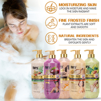 Nary Gel Douche Exfoliant Blanchissant En Gros au Curcuma et à l'Acide Kojique, Soin Corporel Rafraîchissant, Gel Lavant Corps 1L, Crème Gommage