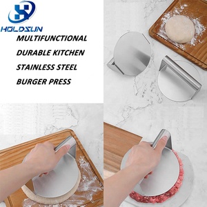 Prensa de Hamburguesas Redonda de Acero Inoxidable Resistente de 5.5 Pulgadas con Logotipo Personalizado, Herramienta Manual para Preparar Carne en la Cocina del Hogar - Product Image 5