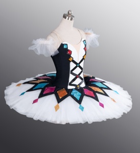 Costume da Ballo Professionale Personalizzato per Ragazze, Tutù con Cerchi in <span class=keywords><strong>Tulle</strong></span> Rigido, Stile Million Clowns per Danza Latina e Arlecchino - Product Image 2