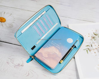 Portofolio Kulit Pebble A5 dengan Resleting, Logo Embos, Dompet Kartu Kulit PU