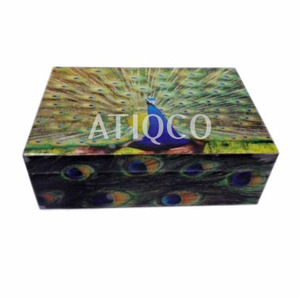 Boîte de rangement en bois ATIQCO avec couvercle, finition peinte, organisateur moderne pour table, avec ruban à mesurer intégré - Product Image 2