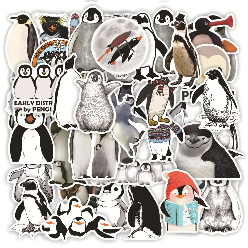50 buah Set stiker hewan kartun es Penguin tiang selatan untuk anak-anak hadiah stiker kertas Label grafiti buku Label Diy