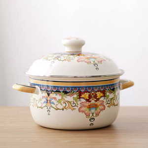 Chất lượng cao 22cm enamelware soong nồi với nắp Gốm thân thiện với môi gas & cảm ứng tương thích cho Quà tặng khuyến mãi đồ nấu nướng - Product Image 1