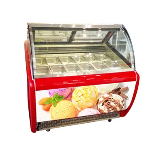 Kavisli cam kapi dondurma göğüs dondurucu buzdolapları dondurma ekran dondurucu vitrin için dondurma Gelato mağaza