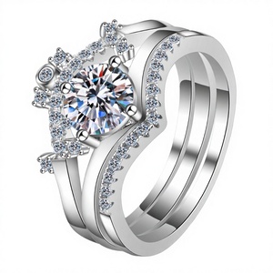 Bague Éternité Reine en Argent Sterling S925 Plaqué Platine, Vente en Gros Usine, avec Moissanite 80 Points, Bague à Trois Usages avec Pierre Précieuse - Product Image 3